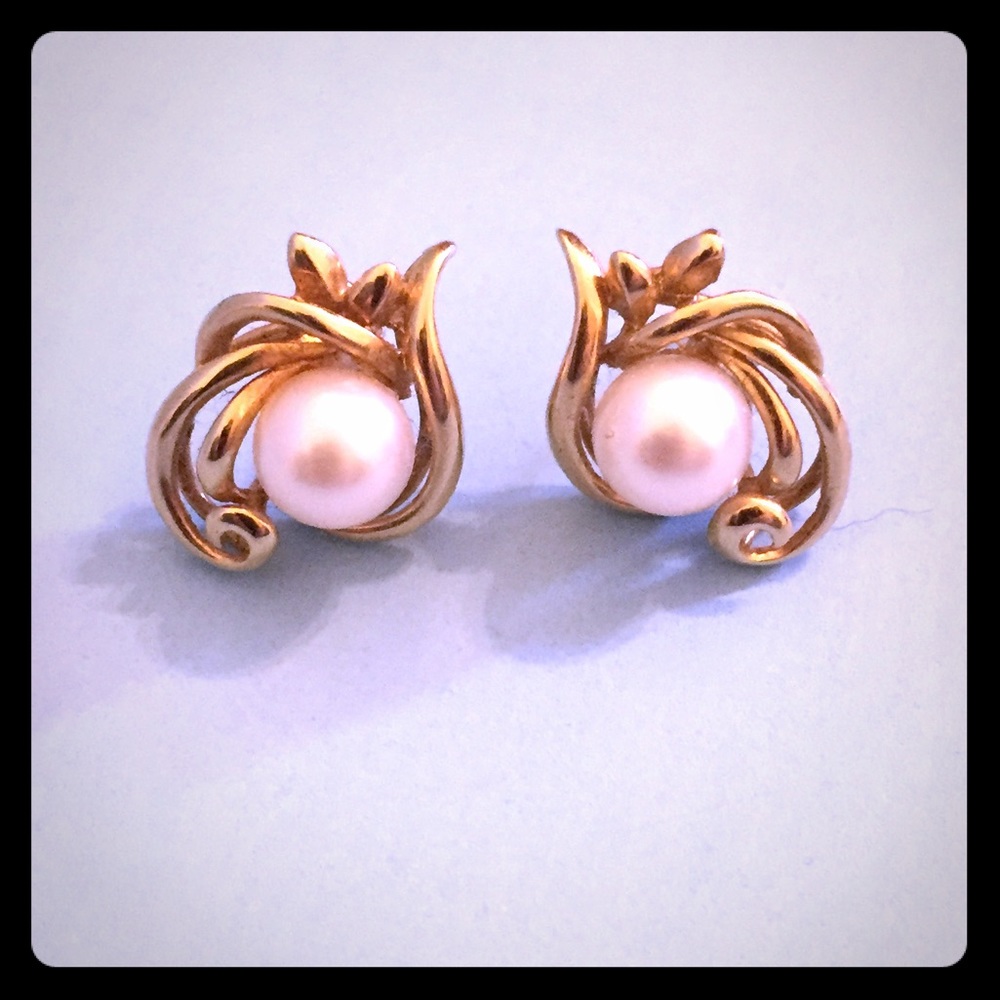 VINTAGE 14K GOLD & PEARL EARRINGS